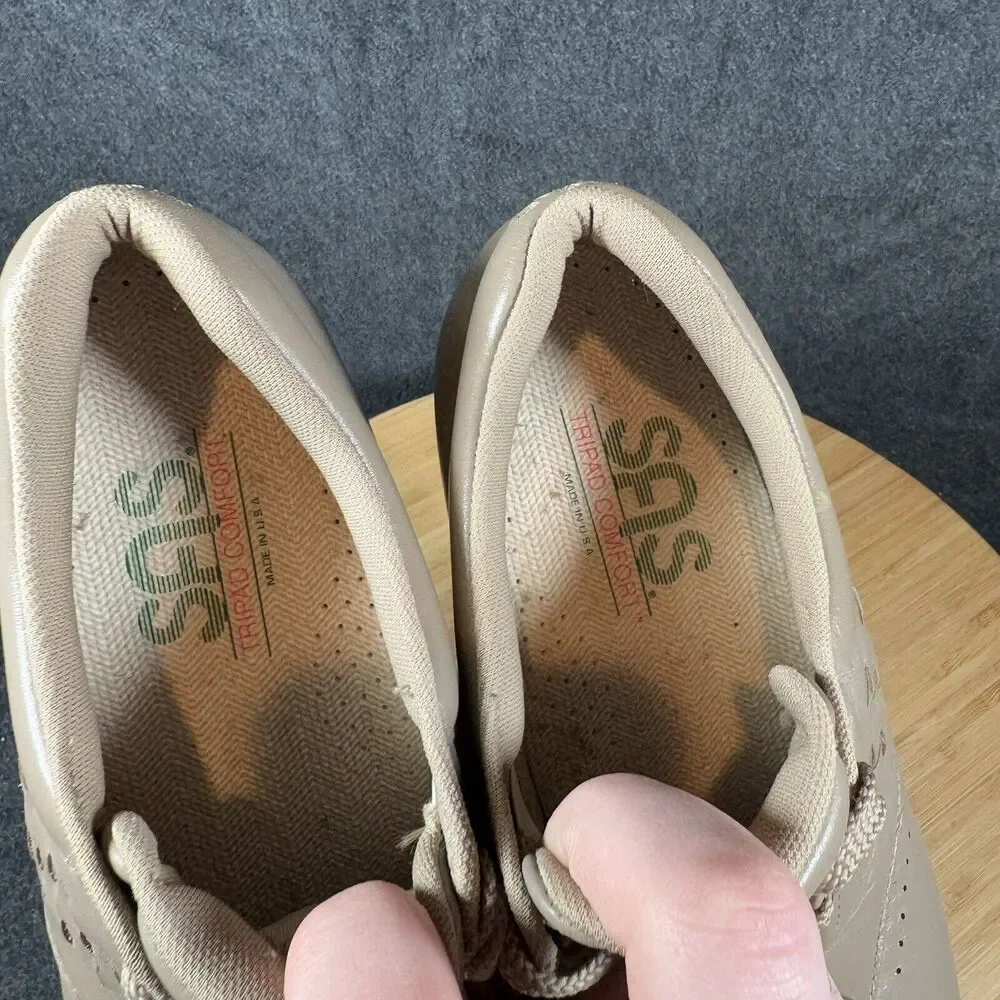 S SAS Walk Easy Be Happy Women's 9 N Brown Leather Walking Sneaker Shoes‎